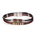 Stacked Leather Charm Bracelet // Silver