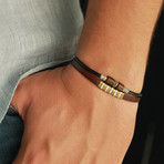 Stacked Leather Charm Bracelet // Silver