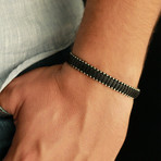 Textured Leather Bracelet // Silver