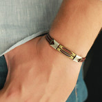 Tribal Leather Cuff Bracelet // Gold