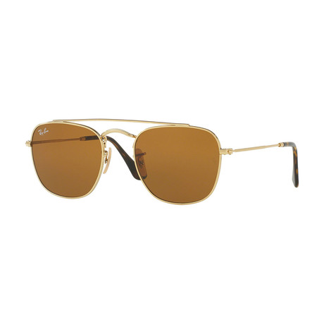 Unisex Square Sunglasses // Gold + Brown