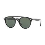 Unisex Double Bridge Round Sunglasses // Black + Green Classic