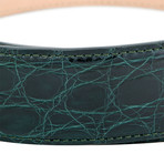 Caiman Crocodile Leather Belt // Green