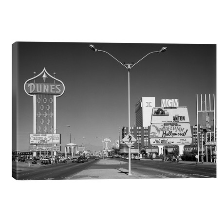 1980s Daytime The Strip With Signs For The Dunes MGM Flamingo Las Vegas Nevada USA // Vintage Images