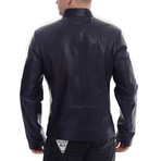 Tahoe Leather Jacket // Navy Blue (XS)