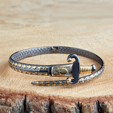 Antik Sword Bracelet // Black + Gold (XS)