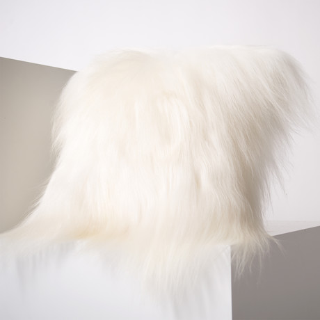 Icelandic Sheepskin Pillow Cover // Natural White (Square)