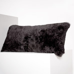 Shorn Icelandic Sheepskin Pillow Cover // Natural Black (Square)