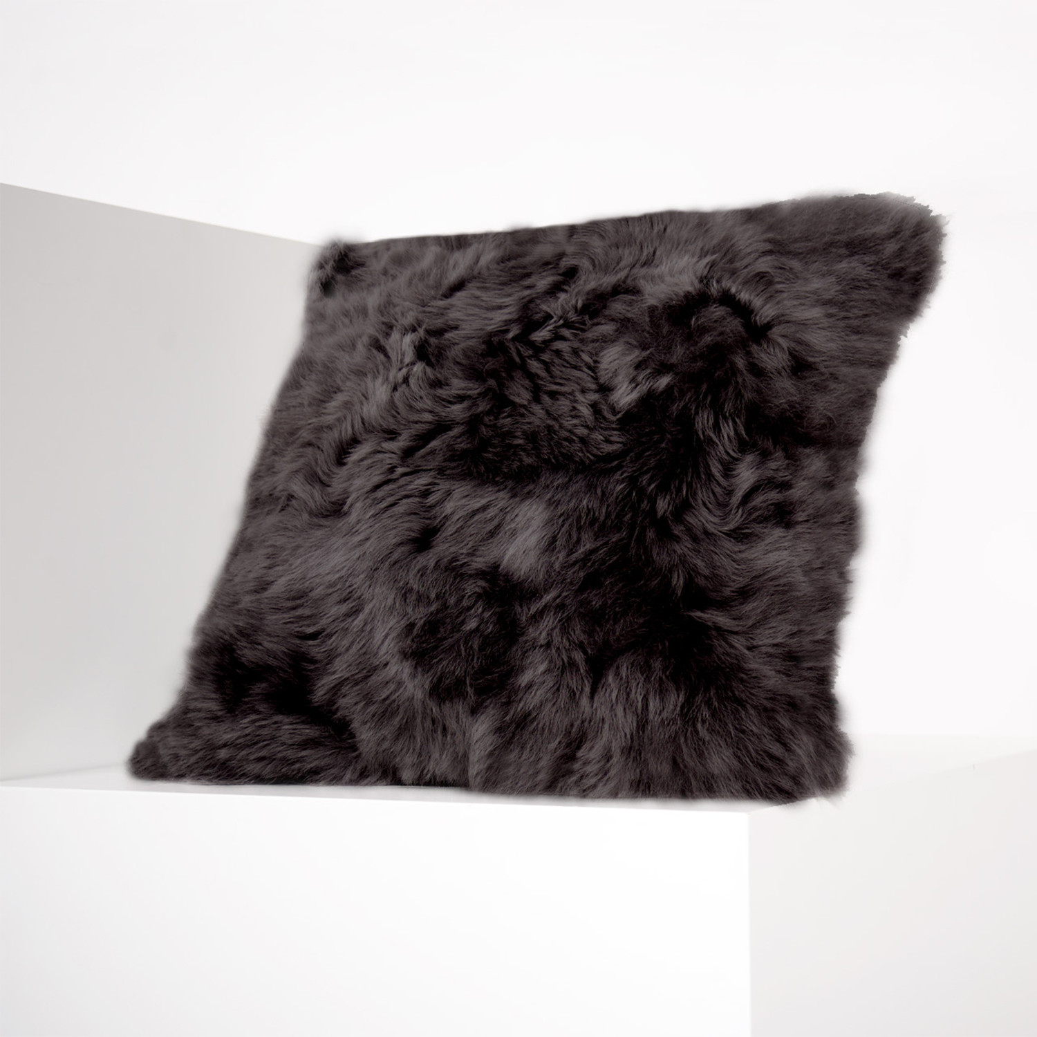 Shorn Icelandic Sheepskin Pillow Cover // Natural Black (Rectangle