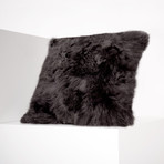 Shorn Icelandic Sheepskin Pillow Cover // Natural Black (Square)