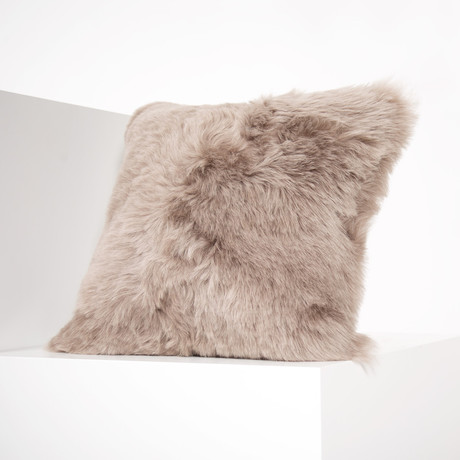 Shorn Icelandic Sheepskin Pillow Cover // Dyed Taupe (Square)