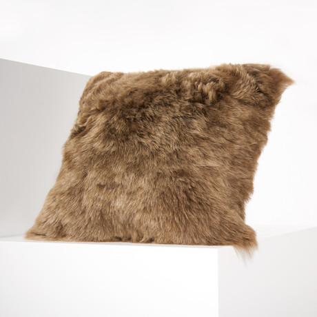 Shorn Icelandic Sheepskin Pillow Cover // Dyed Brown (Square)