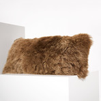 Shorn Icelandic Sheepskin Pillow Cover // Dyed Brown (Square)