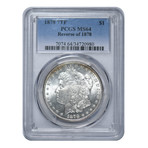 1878 Morgan Dollar, 7-Tail Feather Variety, PCGS Certified MS64