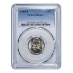 1948-S Jefferson Nickel PCGS Certified MS66+