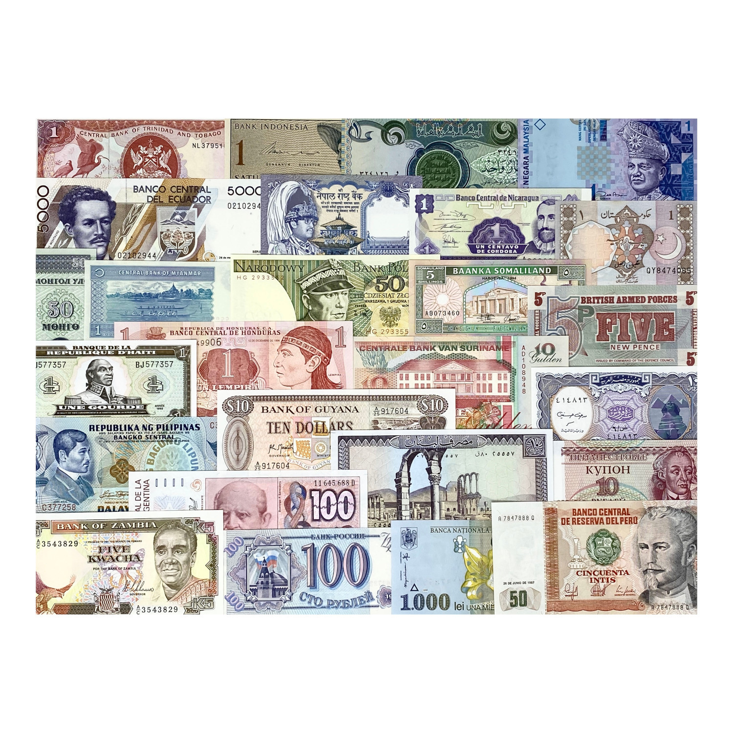 50 Banknotes From 50 Countries World Paper Money Collection