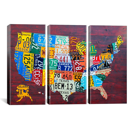 USA Recycled License Plate Map VII // Design Turnpike