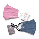 Love Me From Afar 2-Pack Face Covering + 2-Pack Perfume Sample // Blue + Pink