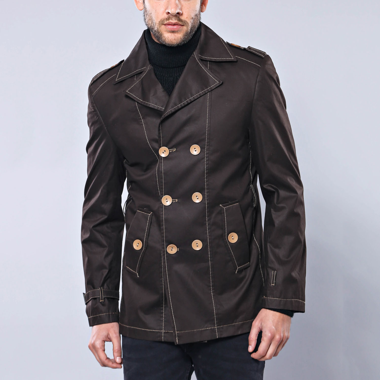 Double Breasted Slim Fit Trench Coat // Brown (2XL) - Wessi - Touch of ...