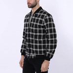 Window Pane Print Slim Fit Bomber Jacket // Black (Euro: 48)