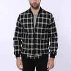 Window Pane Print Slim Fit Bomber Jacket // Black (Euro: 48)