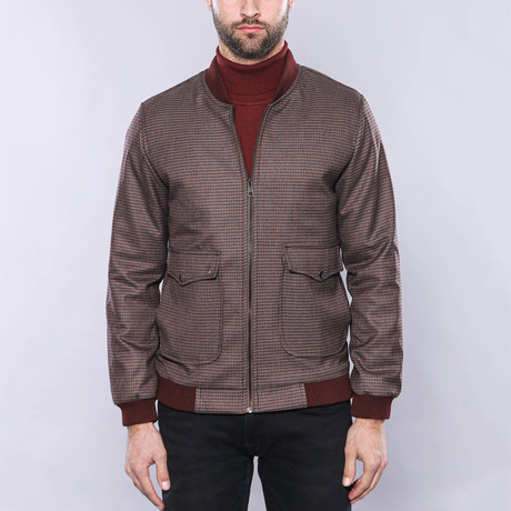 Slim Fit Utility Bomber Jacket // Maroon (Euro: 44)