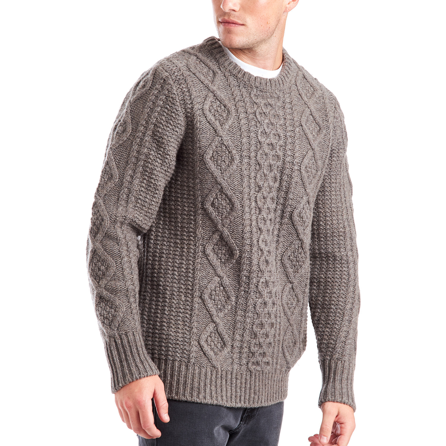 Connor Heavy Cable Crew // Walnut (S) - Mott & Bow - Touch of Modern