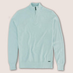 12 Gauge Hi-Low Pattern 1/4 Zip-Front Sweater // Venetian Blue (S)