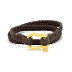 Wrap Bracelet + Horseshoe Clasp // Brown + Gold