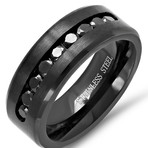 Simulated Diamond Band Ring // Black (Size 9)