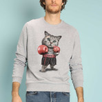 Boxing Cat Sweatshirt // Gray (X-Small)