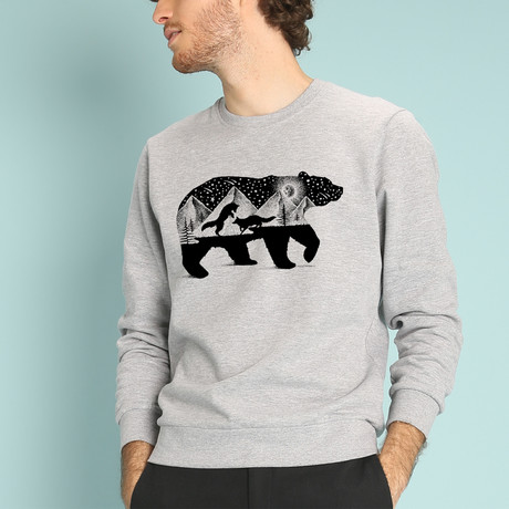 Bear And Foxes Sweatshirt // Gray (Small)