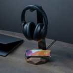 Headphone Stand + Charger // Dark Brown