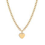 Oval Links + Heart Charm Necklace // Yellow