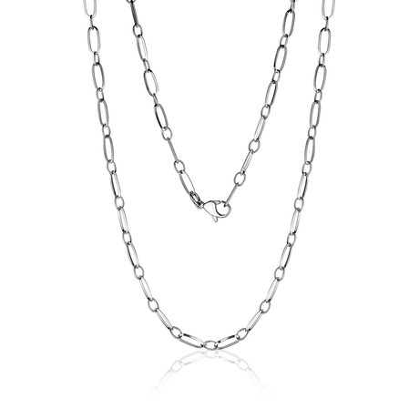 Elongated Link Necklace (White)