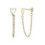 Heart + Chain Stud Earrings (White)