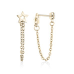 Star + Chain Stud Earrings (White)