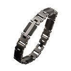 Stainless Steel + Carbon Fiber Link Bracelet // Antique Silver