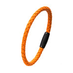 Braided Leather Bracelet // Orange