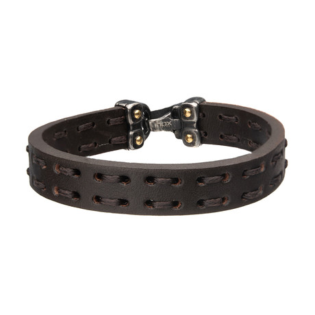 Stitched Leather Bracelet // Brown