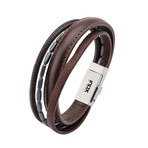 Multi-Strand Leather USB Bracelet (Brown)