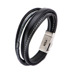 Multi-Strand Leather USB Bracelet (Brown)