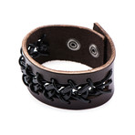 Chain + Stitched Leather Bracelet // Brown + Black