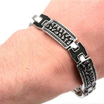 Skull Link Bracelet // Silver + Black