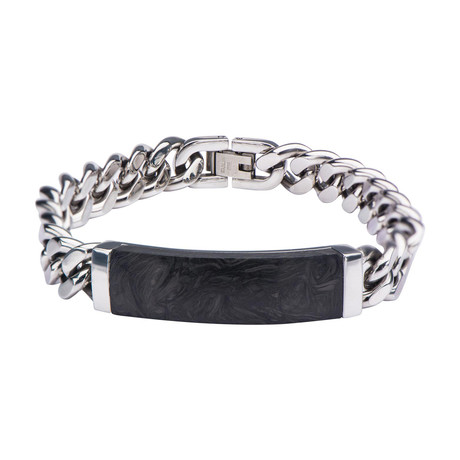 Stone ID + Chain Bracelet // Black + Silver