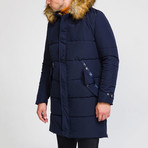 Fur Hood Coat // Navy (S)