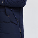 Fur Hood Coat // Navy (L)