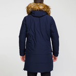 Fur Hood Coat // Navy (M)