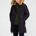 Fur Hood Coat // Black (XS)