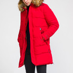 Fur Hood Coat // Red (S)